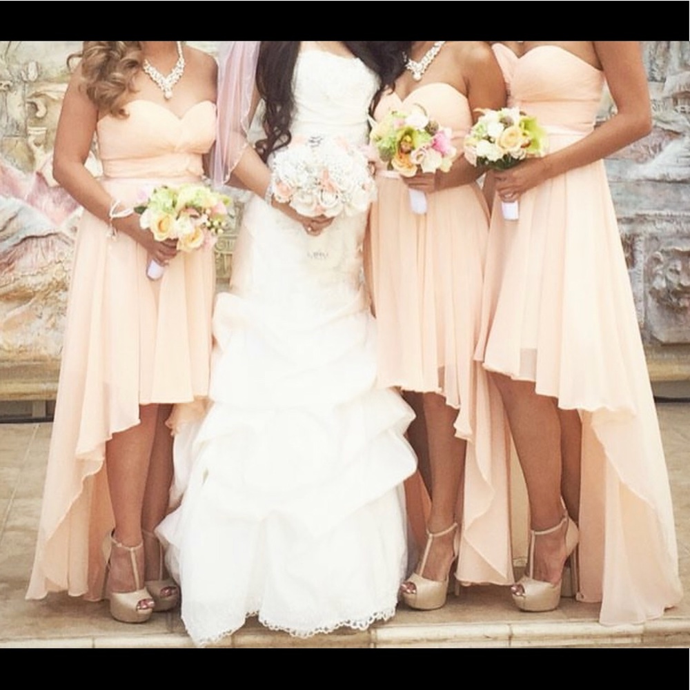 Peach bridesmaid dress - high low cut